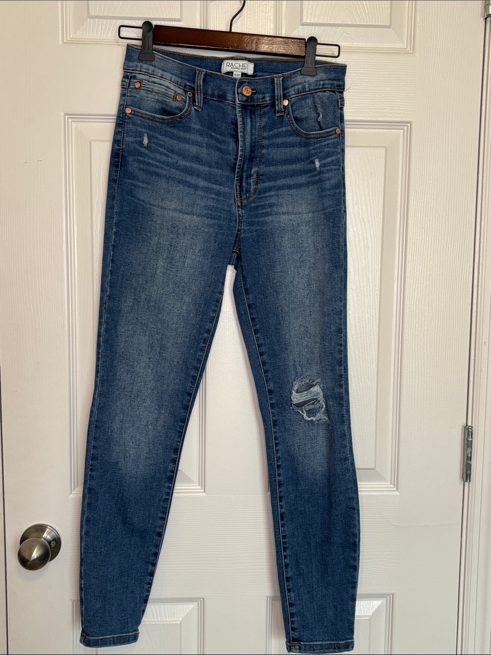 Rachel Roy Dark Blue Skinny Distressed Jeans Size 4/27
